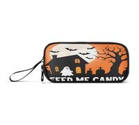 Cartoon Halloween Feed Me Candy Nylon Pencil Bags For School High Capacity Large Pencil Case Stationery for College Student