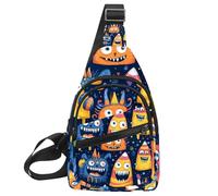 Cartoon Halloween Sugar Monsters (2) Sling Side, Crossbody Backpack