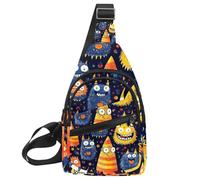 Cartoon Halloween Sugar Monsters Sling Bag for Women Men Backpack Fanny Pack Crossbody Chest Travel Shoulder Belt Bags Purse Handbag