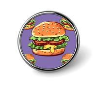 Cartoon Hamburger Round Badge Cute Brooch Hats Jackets Decor Personalized Lapel Pin Clothing Jewelry Accessories for Wedding Party Gift