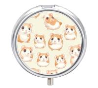 Cartoon Hamster Pill Case Box with 3 Compartment Medicine Vitamin Organizer for Purse Pocket 5x5cm