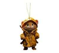 Cartoon Hamster Series 2D Acrylic Interior Pendant Home Hanging Accessories Clear String with Hooks (Light Yellow, One Size)