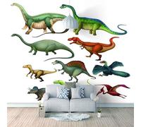 Cartoon Hand Drawn Colourful Animal Dinosaur 3D Wallpaper Easy Install Feature Office Living Room Sofa Bedroom TV Background Wall Decoration-200cm×140cm