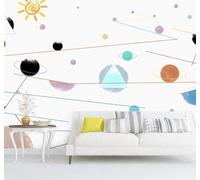 Cartoon Hand Drawn Space Universe Planets 3D Wallpaper Easy Install Feature Office Living Room Sofa Bedroom TV Background Wall Decoration-300cm×210cm