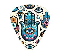 Cartoon-Hand-Evil-Eye 12 Pack Guitar Picks With 3 Thicknesses And Storage Box, Abs Plectrums For Electric Bass Guitar Players