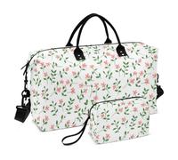 Cartoon Hand-Painted Flowers Pastoral Decorative Travel Hand Bag Gym Tote Bag with Toiletry Bag for Airplane Traveling Foldable Bolsa para