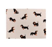 Cartoon Happy Dachshund Pattern,500 Pieces Puzzles for Adults-Wooden Jigsaw Puzzle for Adults Elderly