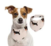 Cartoon Happy Dachshund Pattern,Pet Bib Scarf Cats Dog Bandana Dogs Towel Bib Adjustable Pet Scarf,M