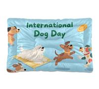 Cartoon Happy Dogs Washable Dog Bed Mat Non-Slip Soft Comfortable Pet Kennel Beds for Large Jumbo Medium Small Dogs 24" x 18"