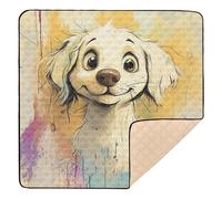 Cartoon Happy Pup Cute Foldable Baby Play Mat for Floor Lightweight Activity Gym Mat for Baby Toddler Infant, 50'' x 50''