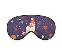 Cartoon Happy Santa Claus Sleep Mask Soft Comfortable Eye Mask with Adjustable Strap Eye Cover Eye Shade for Men Women Work Travel