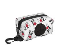 Cartoon Heart French Bulldog Valentine Dog Poop Bag Holder Portable Garbage Bag Dispenser
