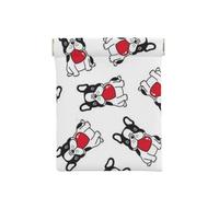 Cartoon Heart French Bulldog Valentine, Squeeze Top Wallet Women Storage Bag Small Coin Purse Change Pouch
