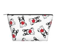 Cartoon Heart French Bulldog Valentine, Toiletry Pouch Makeup Bag Cosmetic Bag Portable Travel Toiletry Bag