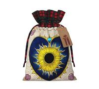 Cartoon heart sun Christmas Tree Hanging Gift Bags Jute Drawstring Sacks with, Eco-Friendly Festive Decor & Small Present Bag for Xmas Tree