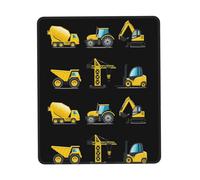 Cartoon Heavy Machinery Truck Desk Pad, Washable for Office/Gaming/Writing, Rubber Base, Polyester Surface
