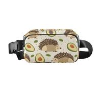 Cartoon Hedgehog and Avocado Fanny Pack for Women Men, Bumbag Crossbody Waist Packs with Adjustable Strap Belt Bag for Travel Workout Hiking