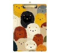 Cartoon Hedgehog Colorful Cute Acrylic clipboard Pocket Size Standard Letter A4 Size Plastic for Classroom Supplies for Teachers high School Gold 12x9in Tabla para escribir