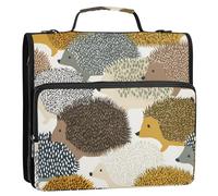 Cartoon Hedgehog Cute Colorful 3 Rings 1.5 inch Zipper Binder Organizer with Strap Easy to Carry Document Binder Organizer for Middle Student
