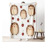 Cartoon Hedgehog Fleece Throw Blanket, Kawaii Animal Couch Blanket 50"x60" Soft, Cute Fruit Hedgehog Blankets for Bed Warm Lightweight Cozy Bedding Blanket for Winter Fall Spring Summer
