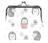 Cartoon Hedgehog Leather Wallet for Women Cute Kiss Clasp Buckle Coin Purse Cute Cartoon Hedgehog Floral Polka Dot UNITALLA Classic, Cute Cartoon Hedgehog Floral Polka Dots, UNITALLA, Classic