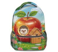 Cartoon Hedgehog Print Kids Backpack, Fun Plant Fairy Tale Garden Style Bookbag, 3D Printed Rucksack for Boys and Girls Travel (print 4)