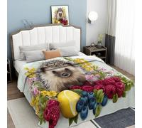 Cartoon Hedgehog Throw Blanket, Fruits Flowers Fleece Blanket for Bed Sofa Couch, King Size Super Soft Fluffy Flannel Blankets and Throws