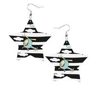 Cartoon Helicopter2 Star Shape Shaped Leather Earrings Women Girls Simple Dangle Earrings Gifts for Her