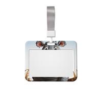 Cartoon Hippo ID Badge Holder with Lanyard ID Card Holders Waterproof Plastic Name Card Case Sliding ID Protector Pouch Name Tag Holders for Office Work Business