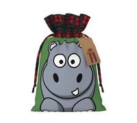 Cartoon Hippo Print Personalized Christmas Drawstring Gift Bags,Packaging And Storage Bags,Snack Bags