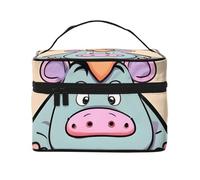 Cartoon Hippo Print Portable Makeup Case Versatile Zipper Makeup Bag Polyester Black One Size Black One Size Black One Size, Black/White, One Size