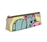 Cartoon Hippo Print PVC Coin Purse Money Bag Makeup Case Pencil Pouch Zipper stationery case Women Men, White, One Size, Simple
