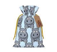 Cartoon Hippo Print Reusable Drawstring Pouch,Perfect For Birthdays,Anniversaries,And Parties
