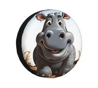Cartoon Hippo Print Spare Tire Covers Waterproof Dust-Proof Wheel Cover Weatherproof Wheel Protectors Fit for Trailer SUV Truck
