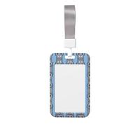 Cartoon Hippo Printed Id Badge Holder with Neck Strap Vertical Waterproof Name Card Holder for Office School