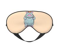 Cartoon Hippos Print Breathable Full-Cover Eye Mask Stylish Adjustable Nap Night Restful Environment