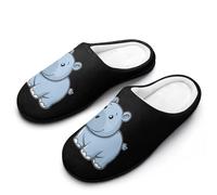 Cartoon Hippos Slippers Women Winter Warm Cotton Hotel Slippers Anti-Slip Indoor Slip-Ons House Shoes 11-12(42-43)