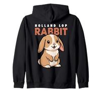 Cartoon Holland Lop Rabbit Animal Lover Cute Rabbits Zip Hoodie
