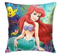 Cartoon Home Anime Bedroom Ariel Cushion Pillow Covers Mermaid Sofa Couch Decorative Square Little Throw Pillow Case 18x18 In
