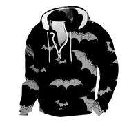 Cartoon Hoodies For Men Uk Men Quarter Zip Hoodie Halloween Print Sweatshirts Alien Skeleton Printed Jumpers Fleece Casual Pullovers Comfortable Warm Sweatshirt Drawstring Pullover Scary