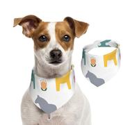 Cartoon Horse And Flower Pattern,Dog Bandanas Cotton Pet Scarf Adjustable Bibs for Pet,L