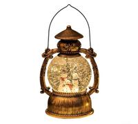 Cartoon Horse Christmas Music Box with Snow Scene and Retro Lamp Design, Featuring Soft Night Light and 8 Classic Holiday Tunes for Decoration (Three snowmen)