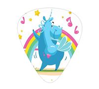 Cartoon Horse Guitar Picks 12 Pack Universal ABS Guitar Picks,Colorful Cartoon Horse with Horn Dancing in Front of The Rainbow Funny Animal,for Acoustic and Electric Guitar