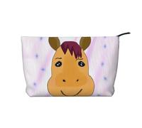 Cartoon Horse Head Corduroy Makeup Bag â€“ Versatile Cosmetic Pouch with Zipper for Daily Use and Travel Capacity Organizer
