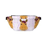 Cartoon Horse Head Large Crossbody Fanny Pack,Gifts For Enjoy Sports Festival Workout Traveling Running Casual, Black, One Size