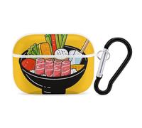 Cartoon Hotpot Doodle AirPods Pro Case Cover with Keychain Ring PC Hard Shell Protective Case for AirPods Pro 2nd for Women Men Generation Easy Open Full Drop Protection Cover White-Style