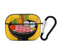 Cartoon Hotpot Doodle AirPods Pro Case Cover with Keychain Ring PC Hard Shell Protective Case for AirPods Pro 2nd for Women Men Generation Easy Open Full Drop Protection Cover Black-Style