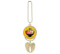 Cartoon Hotpot Doodle Car Hanging Ornament Rear View Mirror Pendant Lucky Presents Hanging Ornament Funny Car Pendant for Office Auto Home Decoration Golden-style