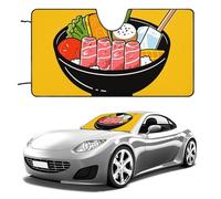 Cartoon Hotpot Doodle Car Windshield Sun Shade Keep Car Interior Cool 55"x30" Folding Front Window Sun Shade, Heat Shield for SUV, Truck, Blocks UV