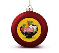 Cartoon Hotpot Doodle Christmas Tree Ornaments 1.6 Inch Shatterproof Pc Plastic Balls with Lanyard Baubles Hanging Christmas Ball Ornaments for Xmas Tree Holiday Party Wedding Home Decorations-red